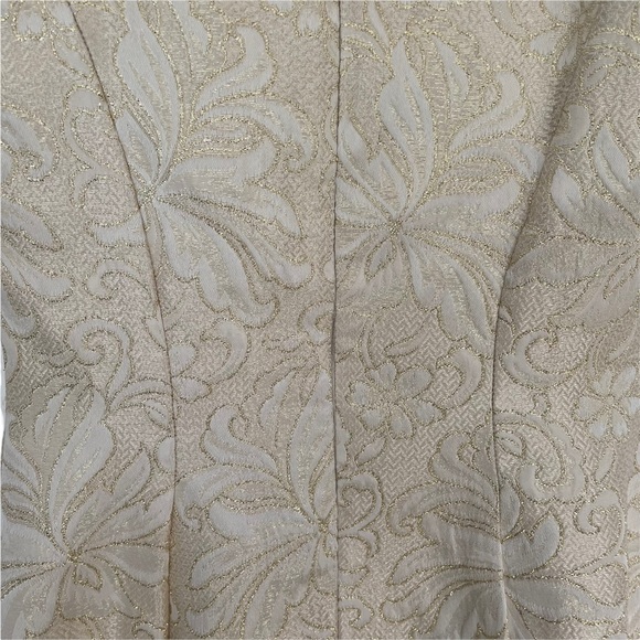 Vintage (80’s with Tags) Jessica McClintock Cream Gold Brocade Sheath Gown Sz 4 - Picture 12 of 13
